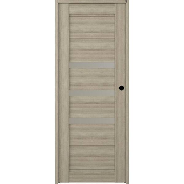 Belldinni Rita 18 in. x 84 in. Right-hand 3-Lite Frosted Glass Solid Core Shambor Wood Composite Single Prehung Interior Door