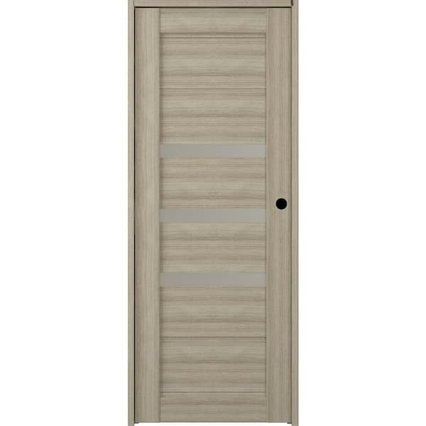 Belldinni Rita 32 in. x 84 in. Right-hand 3-Lite Frosted Glass Solid Core Shambor Wood Composite Single Prehung Interior Door
