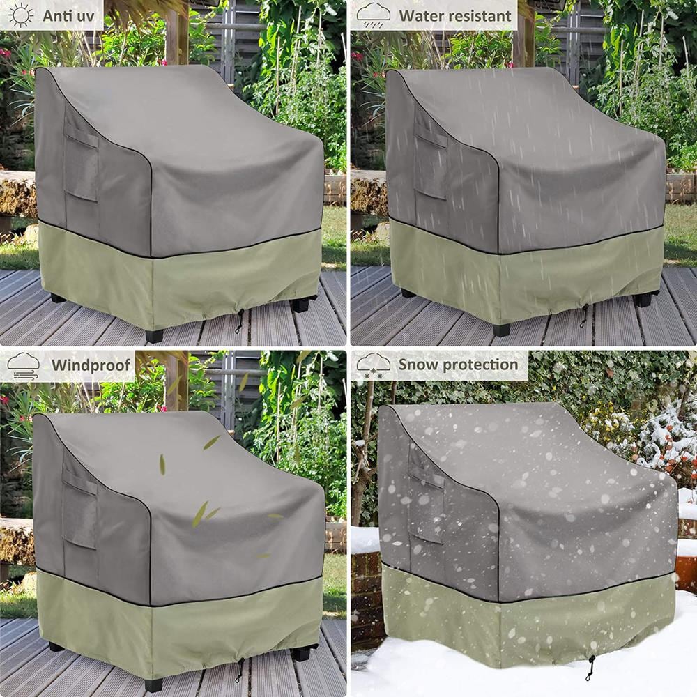 Heavy-Duty Waterproof Grey and Beige Patio Chair Covers, 2-Pack