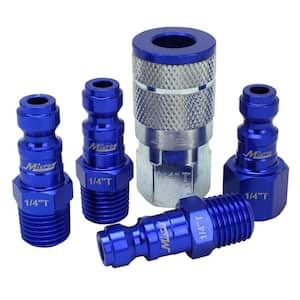 ColorFit by Milton Coupler and Plug Kit T-Style Blue 1/4 in. NPT (5-Piece)