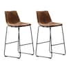 Home Beyond Clermont 39 in. Brown Upholstered Bar Stool (Set of 2)  UC-13HBRN - The Home Depot