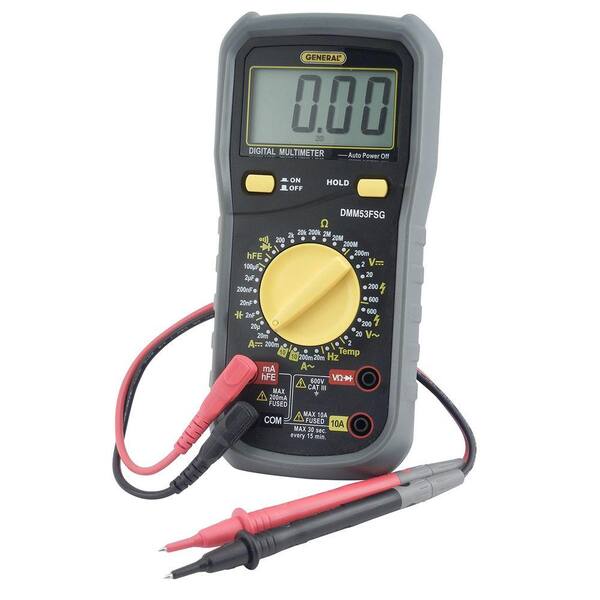 General Tools Rugged CAT III 600-Volt Multi-Meter with Micro Amp DC Range and K Thermocouple Probe