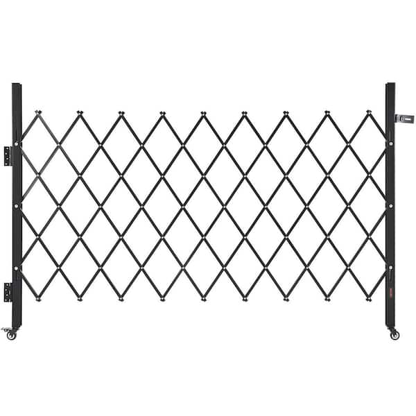Single Folding Security Gate Lockable Scissor Gate with 360° Swivel Casters Retractable 74.80 x 51.57 in. Black Steel