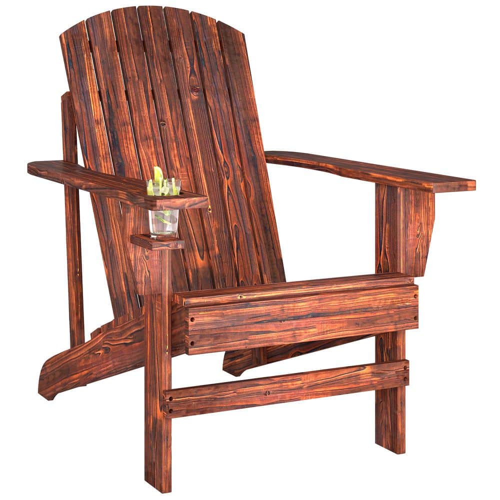 Brown Wood Adirondack Chair for the Deck with Ergonomic Design and a Built-In Cup Holder price history on PriceWatchPro