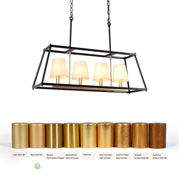Zevni Vintage 4-Light Black Chandelier Pendant Lighting with