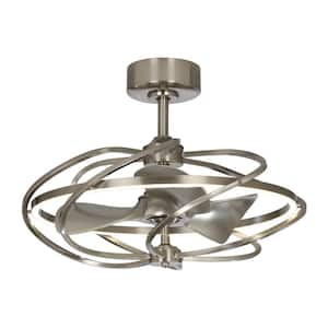 27 in. Bucholz Satin Nickel Downrod Mount LED Chandelier Ceiling Fan with Light and Remote Control