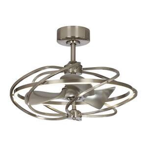 27 in. Bucholz LED Indoor Satin Nickel Downrod Mount Chandelier Ceiling Fan with Light and Remote Control