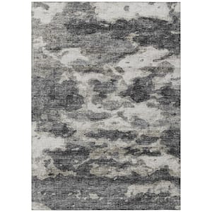 Accord Black 3 ft. x 5 ft. Abstract Indoor/Outdoor Washable Area Rug