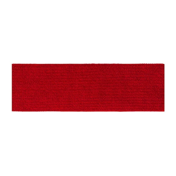 Ottomanson Lifesaver Collection Waterproof Non-Slip Rubberback Solid 8 in. x 30 in. Indoor/Outdoor Stair Treads, 14 Pack, Red