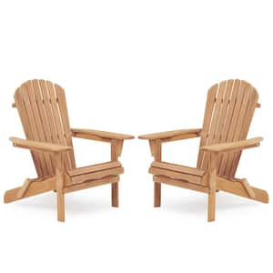 Premium Hemlock Brown Wood Foldable Adirondack Chairs 100% Solid Wood 350 lbs. Weight Capacity (2-Pack)