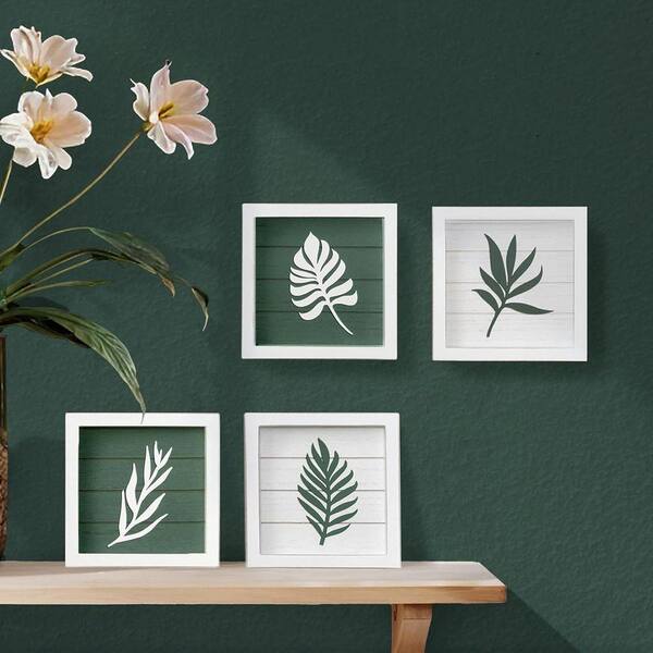 4 Piece Wood Framed 3D Wall Art Print 7 in. x 7 in. Z0F8R5BZ5Y