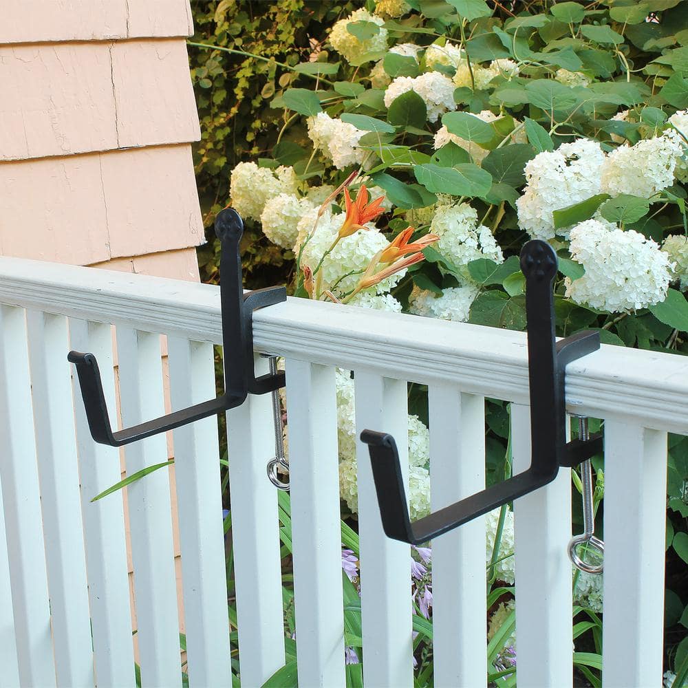 Black Steel 6" Clamp-On Flower Box Bracket Set