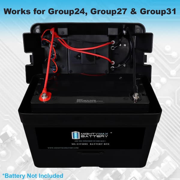 Trolling Motor Smart Battery Box Power Center for 12V Batteries Group 24, 27, 31 Marine Battery Box with Dual USB, 12V DC Outlet, Voltmeter and Trolling Motor Smart Battery Box Power Center for 12V Batteries Group 24, 27, 31 Marine Battery Box with Dual USB, 12V DC Outlet, Voltmeter and