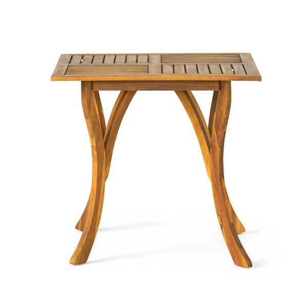 ESILOO 31.5 in. Square Acacia Wood Patio Table-Teak Finish, Outdoor Dining, Weather-Resistant, Stylish Coastal Design