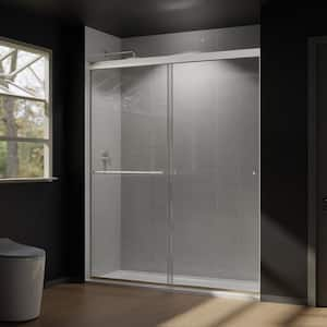 60 in. W x 72 in. H Framed Sliding Shower Door in Brushed Nickel with Tempered Glass