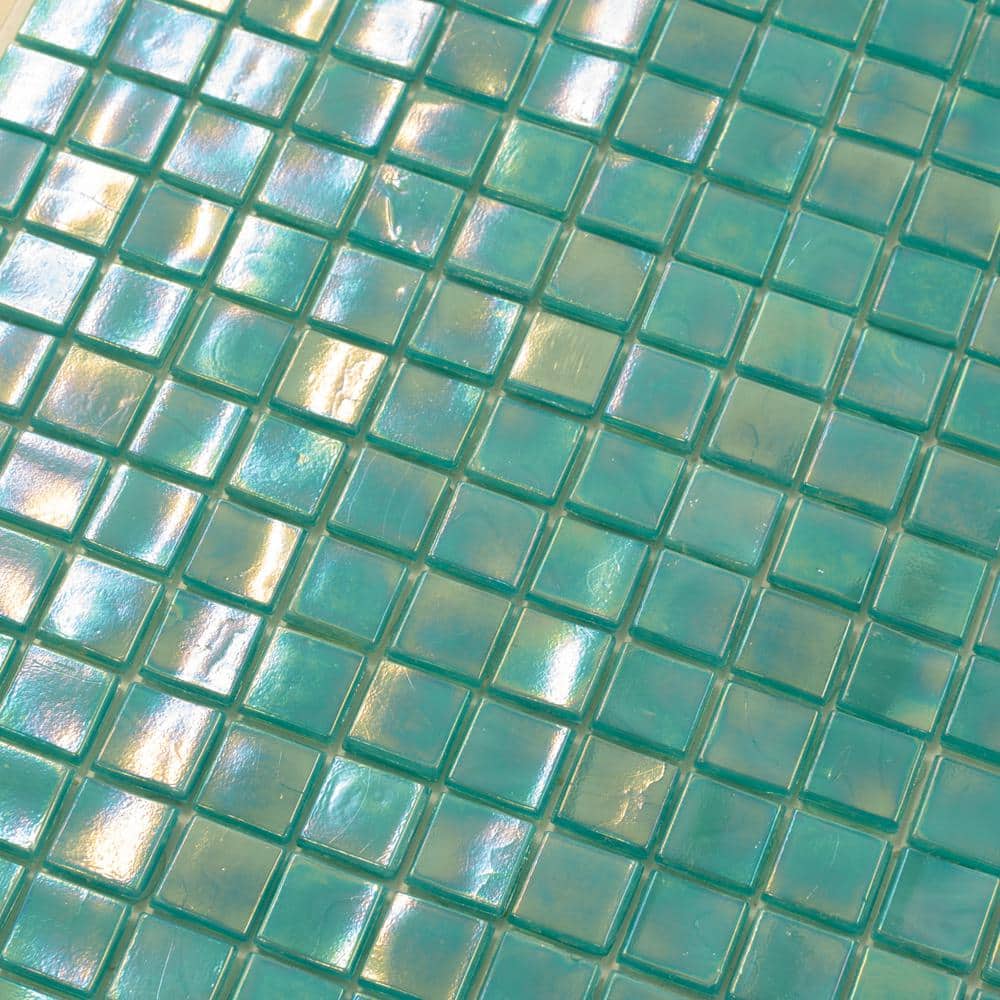 Dark Ocean Green Iridescent Glass Mosaic Wall and Floor Tile