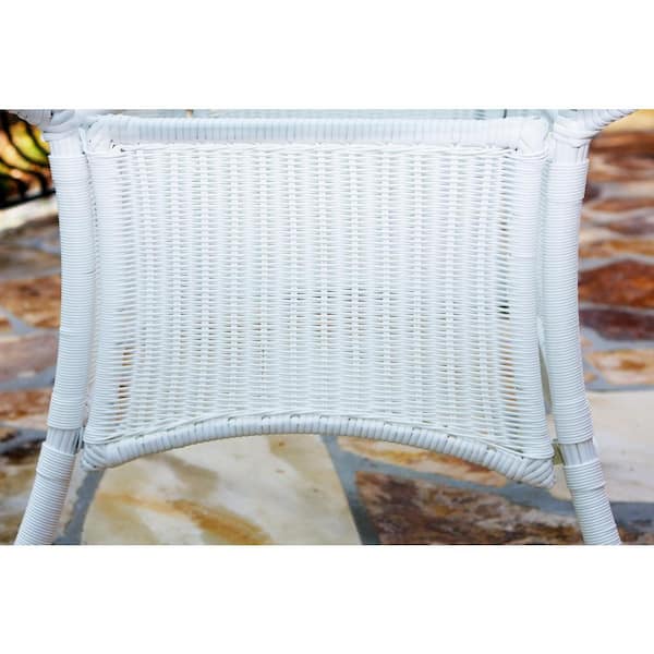 Portside 5 Piece White Wicker Outdoor Dining Set with Husk Hunter