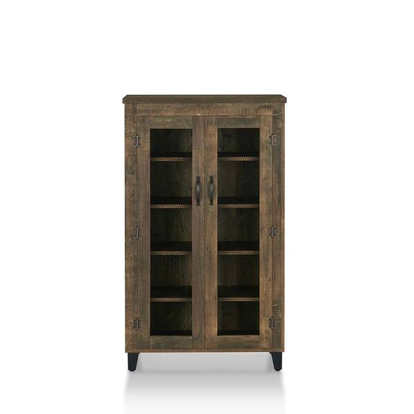 Furniture of America Descuyper 52.4 in. H x 31.5 in. W Brown Wood Shoe Storage Cabinet