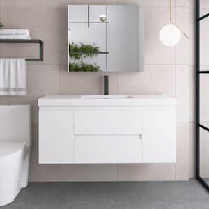 48 in. W x 19.5 in. D x 22.5 in. H Single Sink Bathroom Vanity in High Gloss White with White Cultured Marble Top