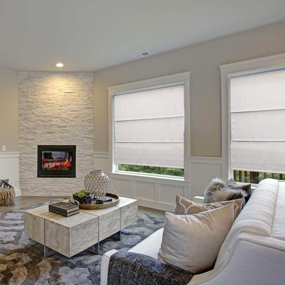 Ultra White Cordless Fabric Roman Blackout Shade 36" x 72"