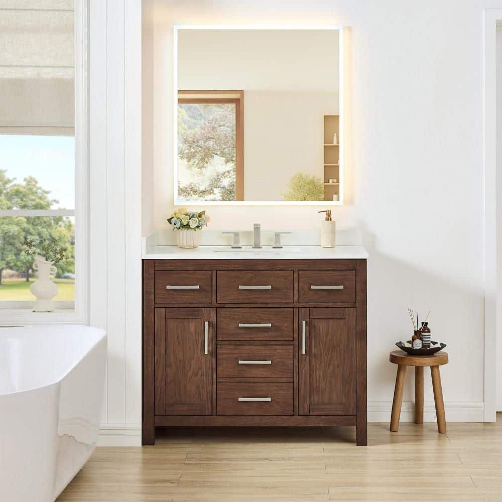 Beckett 42 in. Single Freestanding Dark Walnut Bath Vanity with Top price history on PriceWatchPro
