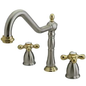 Heritage 2-Handle Standard Kitchen Faucet in Brushed Nickel/Polished Brass
