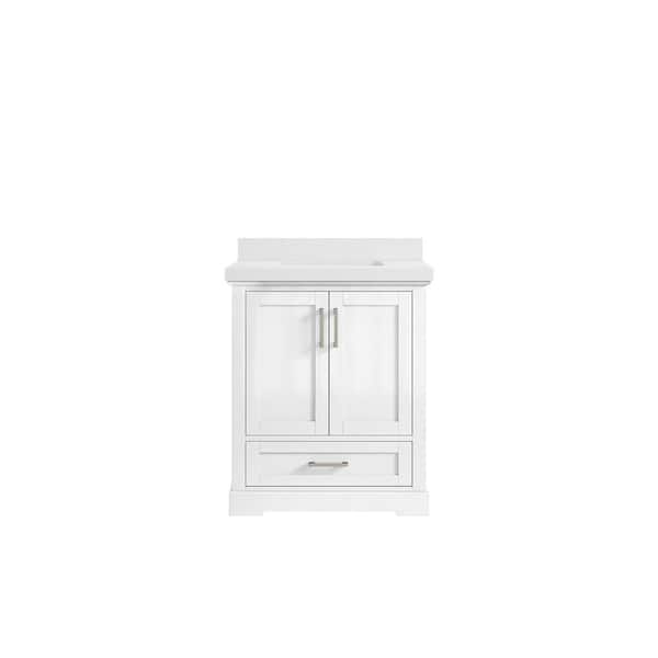 Willow Collections Boston 30 in. W x 22 in. D x 36 in. H Bath Vanity in White with 2" White Quartz Top