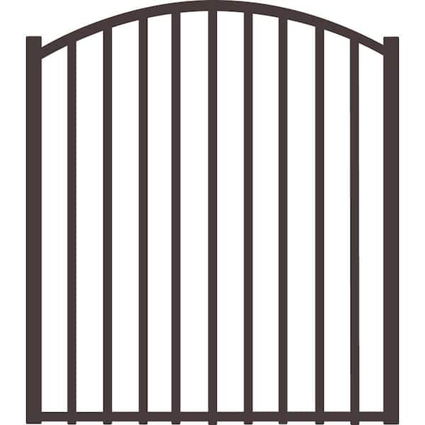Barrette Outdoor Living Beechmont 4 ft. x 4 ft. Pewter Heavy-Duty Aluminum Arched Pre-Assembled Fence Gate