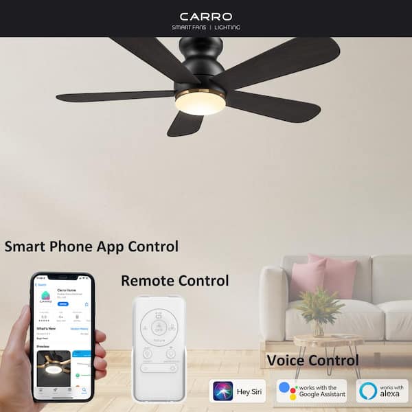 Kaze II 48 in. Dimmable LED Indoor/Outdoor Black Smart Ceiling Fan with Light and Remote, Works with Alexa/Google Home