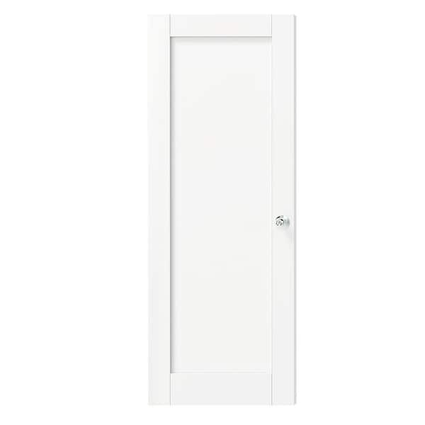 TENONER 28 in. x 80 in. Solid Wood and MDF, Pre-Assembled, White Primed, 1 Panel Interior Door Slab With Silver Sphere Doorknob