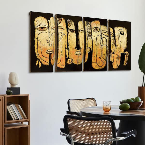 "Totem poles" Mixed Media Iron Hand Painted Dimensional Wall Decor