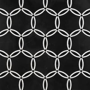 Meraki Nero 9.52 in. x 10.99 in. Polished Marble and Pearl Floor and Wall Mosaic Tile (0.73 sq. ft./Each)