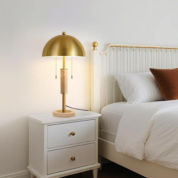 KAISITE 23 in. Gold Modern 2-Light Plug-in and Flexible Table Lamp