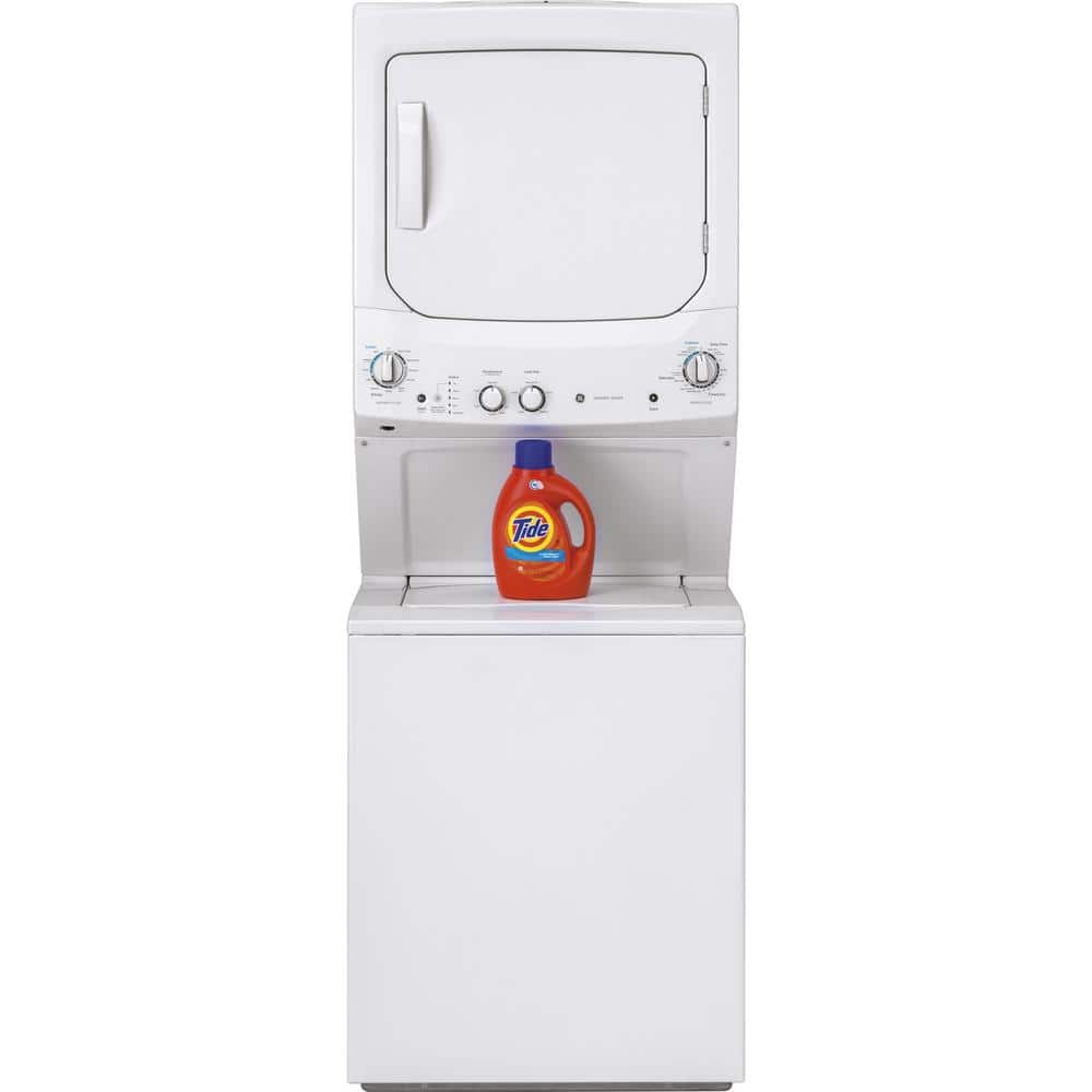 White Freestanding Electric Laundry Center with Stainless Steel Drums