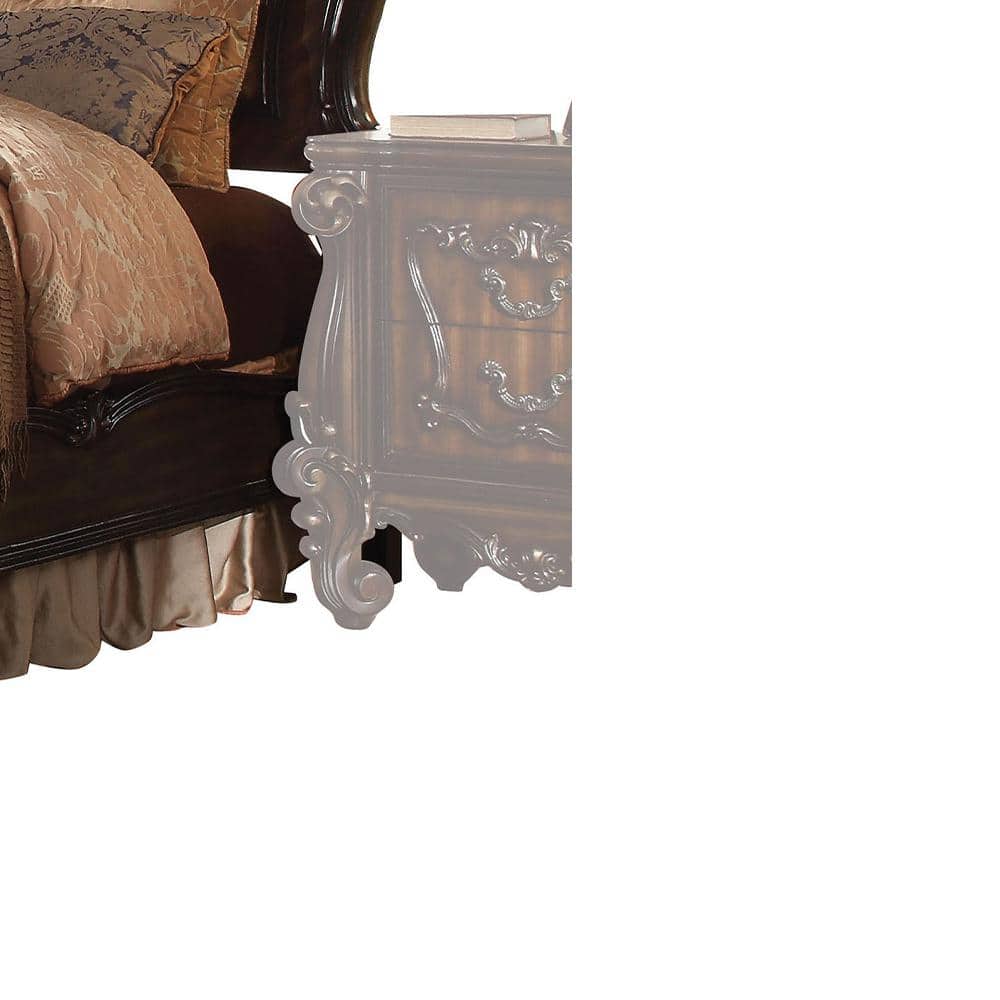 Versailles Cherry Oak Queen Bed with Upholstered Headboard