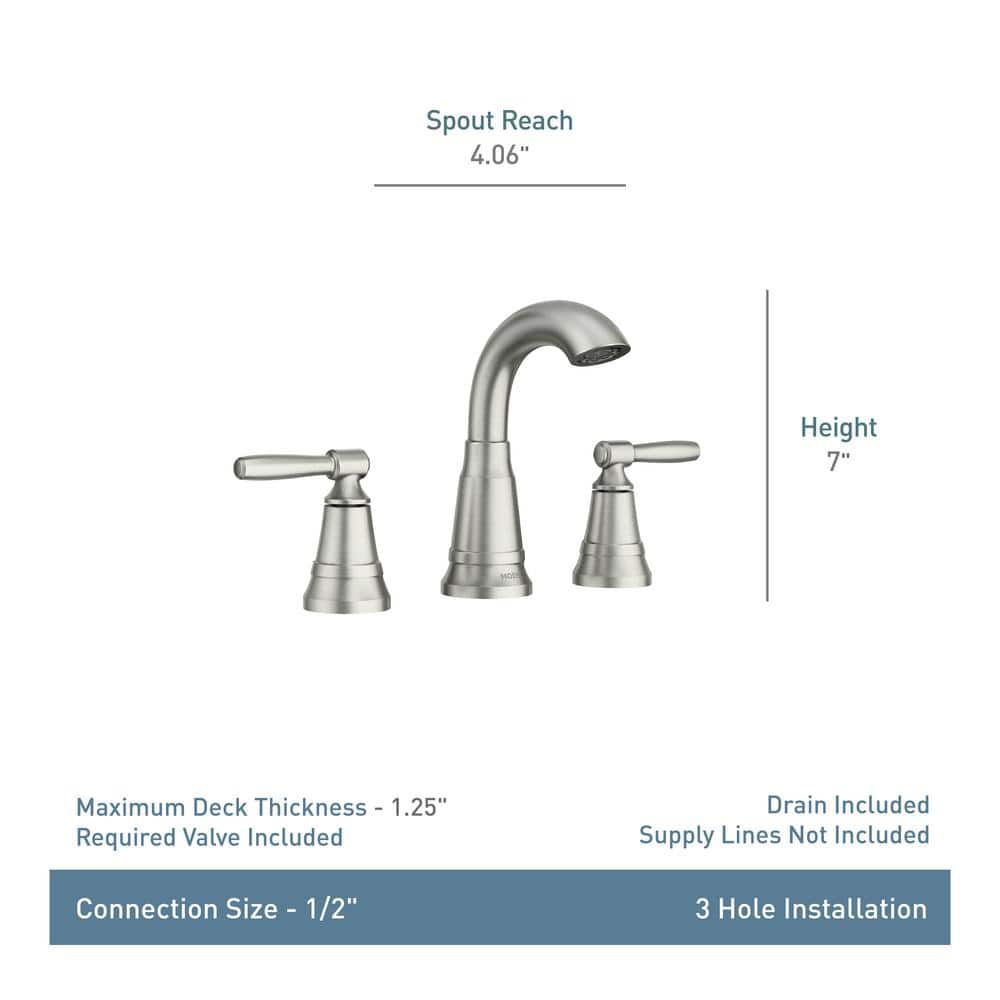 Halle Timeless Brushed Nickel 2-Handle Widespread Bathroom Faucet