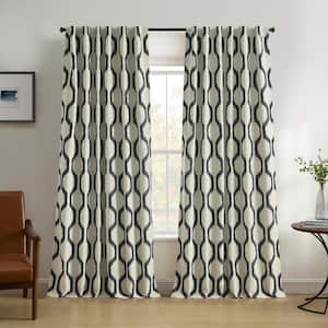 Renzo Rod Pocket Back Tab Window Curtain, Black - 52''W x 95''L