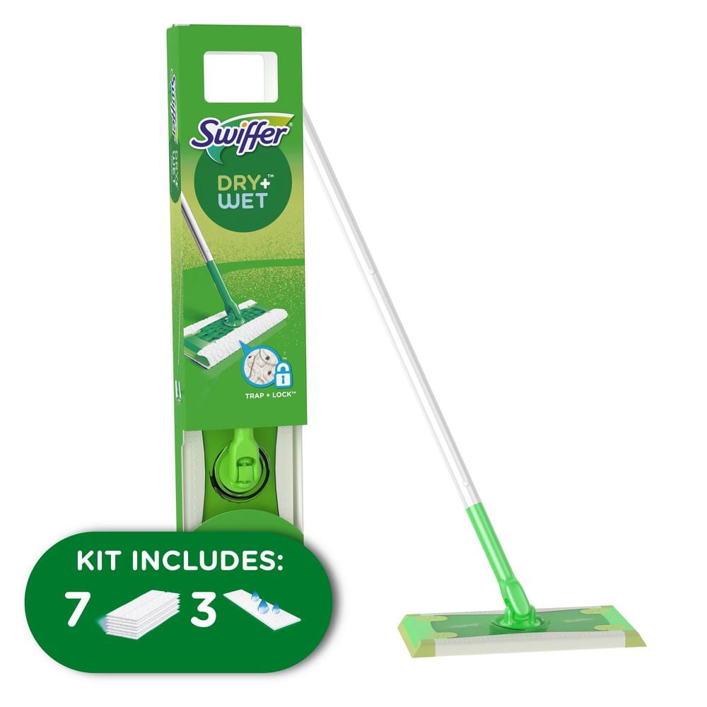 Swiffer Sweeper 2-in-1 Dry and Wet Multi-Surface Mopping Starter Kit (1-Mop,  10-Refills) 003700075725 - The Home Depot