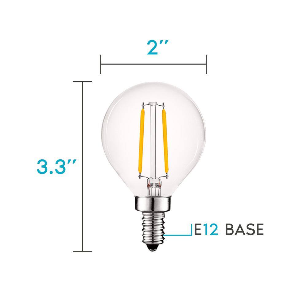 Clear Globe Dimmable LED Filament Bulbs, E12 Base, 6-Pack