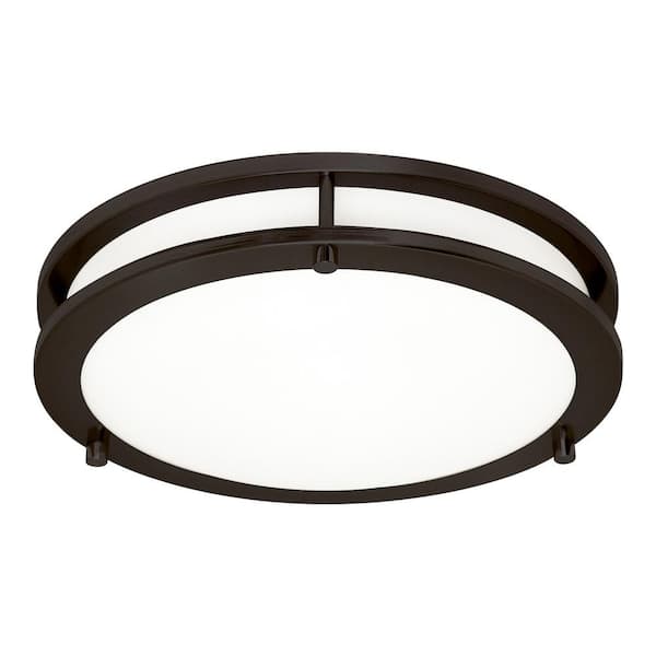 Mahone 14.5 in. 1-Light Antique Bronze Integrated LED Flush Mount