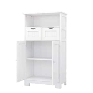 23.62 in. W x 11.42 in. D x 42.72 in. H White Modern Style Bathroom Freestanding Storage Linen Cabinet