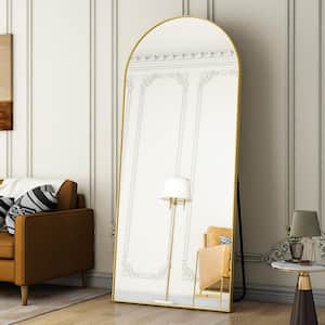 30 in. W x 71 in. H Arched Classic Gold Aluminum Alloy Framed Oversized Full Length Mirror Wall Mirror