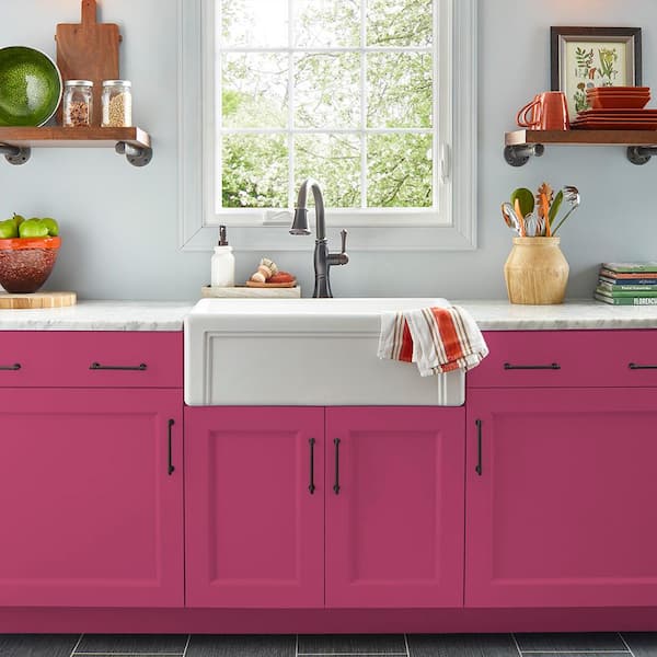 BEHR PREMIUM 1 gal. #100B-7 Hot Pink Urethane Alkyd Semi-Gloss Enamel  Interior/Exterior Paint 393001 - The Home Depot