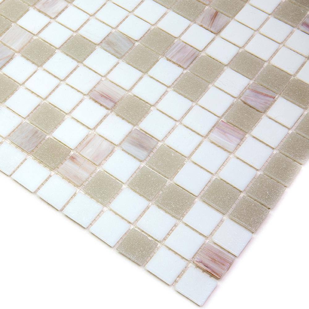12" x 12" White and Gray Glass Mosaic Tile