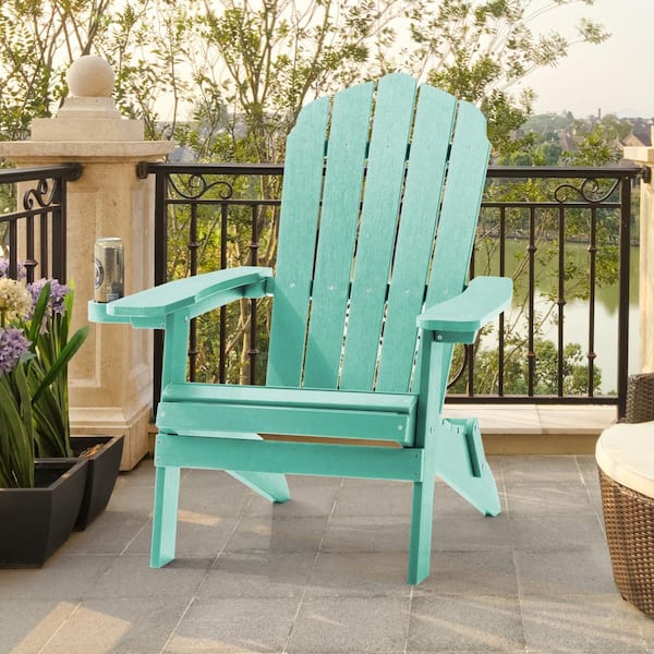Sonkuki Apple Green Outdoor Plastic Folding Adirondack Chair Patio Fire Pit Chair for Outside