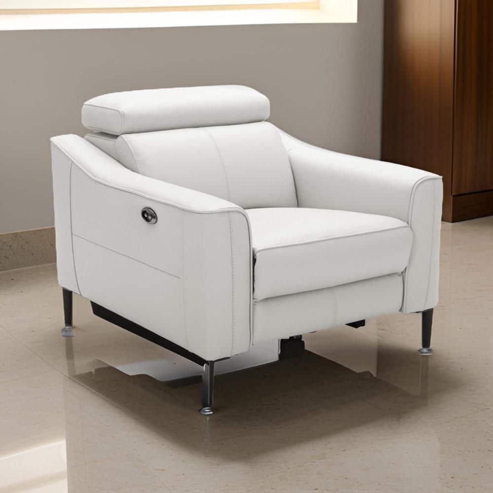 Reno Lin White and Black Leather Glider Power Recliner Chair