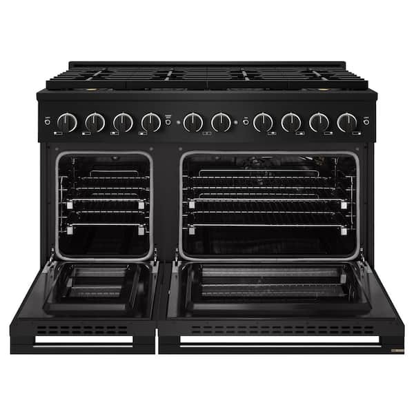 48 in. 6.7 cu. ft. Marino Gas Range with 8 Burner DuoPro Cooktop and Dual Ovens in Black Stainless Steel