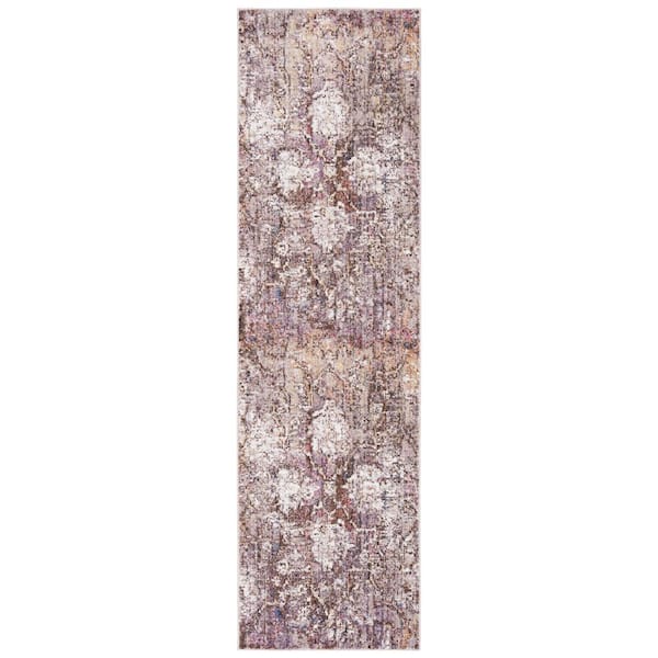 SAFAVIEH Bristol Pink/Gray 2 ft. x 8 ft. Distressed Damask Runner Rug