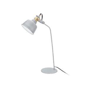 24 in. Cement Grey Desk Lamp with Metal Lamp Shade