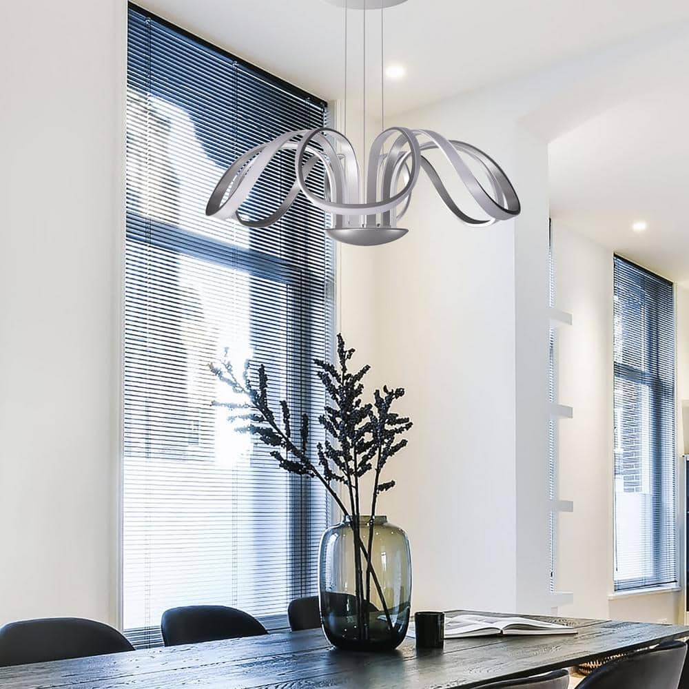 Elysian Crystal Petal LED Chandelier in Satin Silver